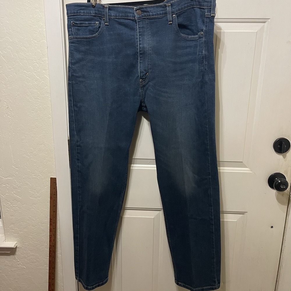 Levis 505 Jeans Waterless Straight Regular Fit Blue Denim Mens 42x32